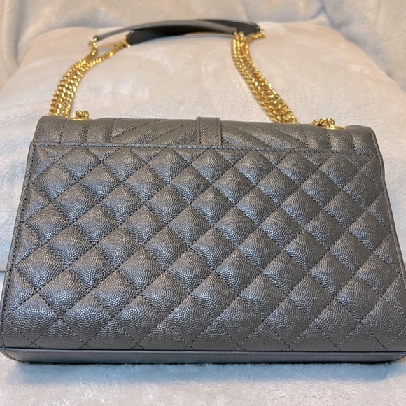 NEW Saint Laurent Envelope Triquilt Medium YSL Shoulder Bag in Grained Leather - Picture 5 of 5